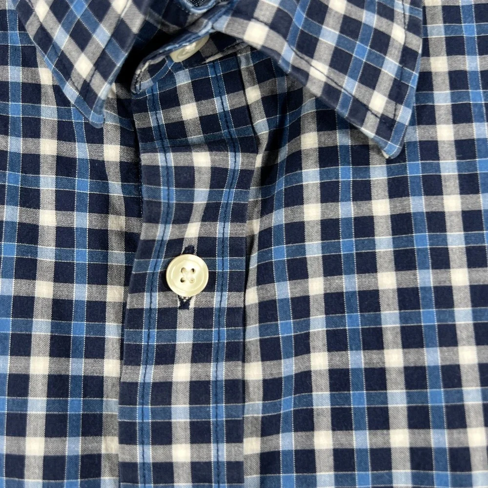 Banana Republic Shirt Mens Large Blue Plaid Long Sleeve Button Up Casual Work